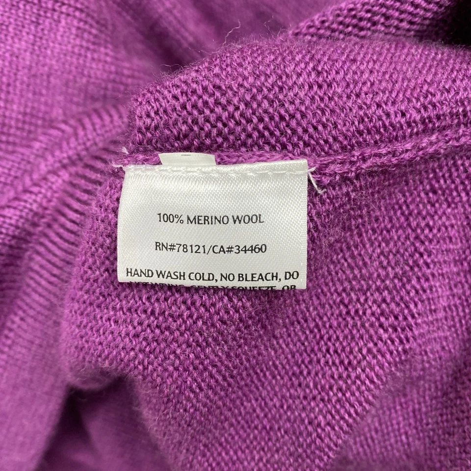 Eileen Fisher Turtleneck Sweater Womens 3X Purple Merino Wool Bell 3/4 Sleeve - Image 4 of 4