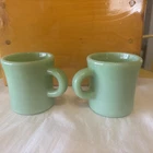 Pair Of Vintage Jadeite Fire King C Handle Mug Heavy Oven Restaurant Ware