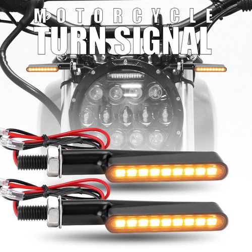 2X Motorcycle LED Turn Signals Blinker Light Indicator Amber Black Universal - Picture 3 of 9