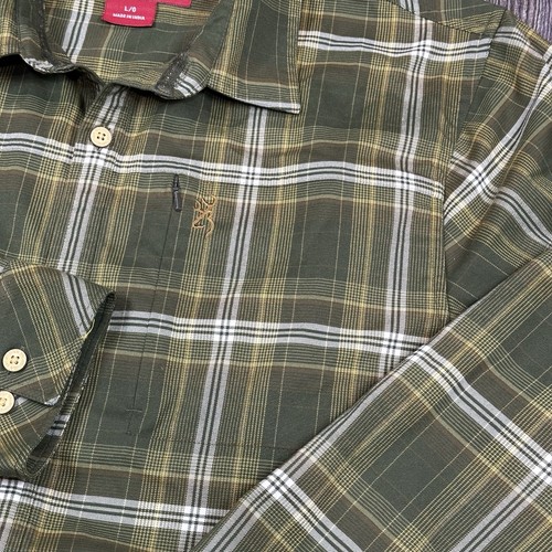 John Browning Heritage Collection Plaid Long Sleeve Button Up Shirt Mens L Green - Picture 6 of 14