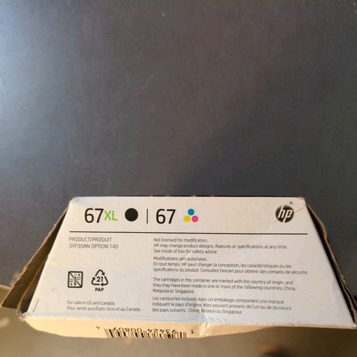 2025 Genuine HP 67XL Black / 67 Tri-Color 2-pack Ink Cartridges Sealed Retail - Photo 3/6