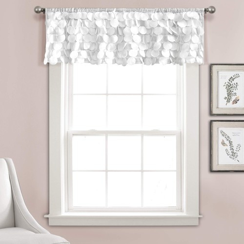 Lush Décor, White Gigi Valance Textured Window Kitchen Curtain (Single), 70" ...