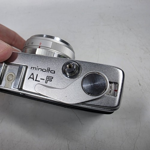 Minolta AL-F fotocamera pellicola telemetro obiettivo Rokkor con custodia - Foto 7 di 19