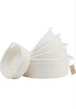 NaturalCozy 5-Piece Round Small Woven Baskets Set– Cotton Rope Baskets for...