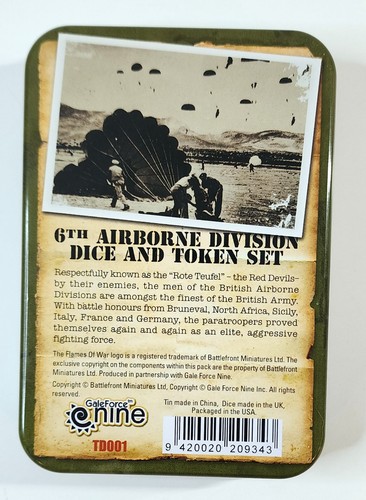 Flames of War 6th Airborne Division Set dadi e gettoni Gale Force Nine GF9 FOW - Foto 2 di 3