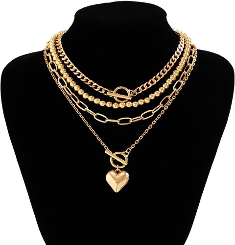 Otxas Layered Gold Necklace for Women Non Tarnish Chunky Stack...  - Bild 7 von 9