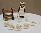 Vintage Playmobil VICTORIAN TEA SERVING CART, MAID , TEAPOT CUPS & SAUCERS LOT