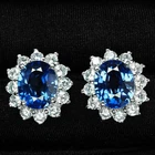ELEGANT ROYAL BLUE SAPPHIRE 6.75CT 925 STERLING SILVER CHRISTMAS EARRINGS GIFTS