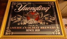 Yuengling Beer Mirror Bar Sign 20''x25'' Man Cave Very Nice New Old Stock Gold