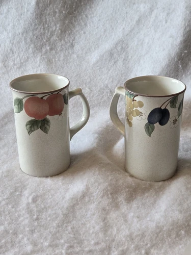 Pair Mikasa Country Classics Fruit Panorama Cappuccino Cups Coffee Mugs DC014
