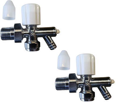Team Controls Optima Winkel-Radiatorventil Mit Entleerung 15mm Chrom Weiß x 2