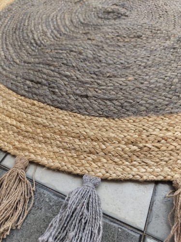 Teppich Rund Juteteppich Natur Jute Indisch Handgeflochten Landhaus Wohnbereich - Bild 6 von 10
