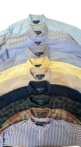 LOTE DE 10 botones delanteros manga larga Ralph Lauren TALLA XL-17-17 1/2-34/35 # 26 - Imagen 2 de 21