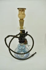 Vintage Hookah Brebbia Pipe Ottoman Style Blue Glass Hose Clay Porcelain Bowl