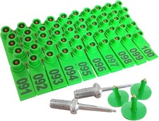 Sheep Ear Tag 001-100 Numbered Goat Tags (Number Plastic 2 Pcs, Green 