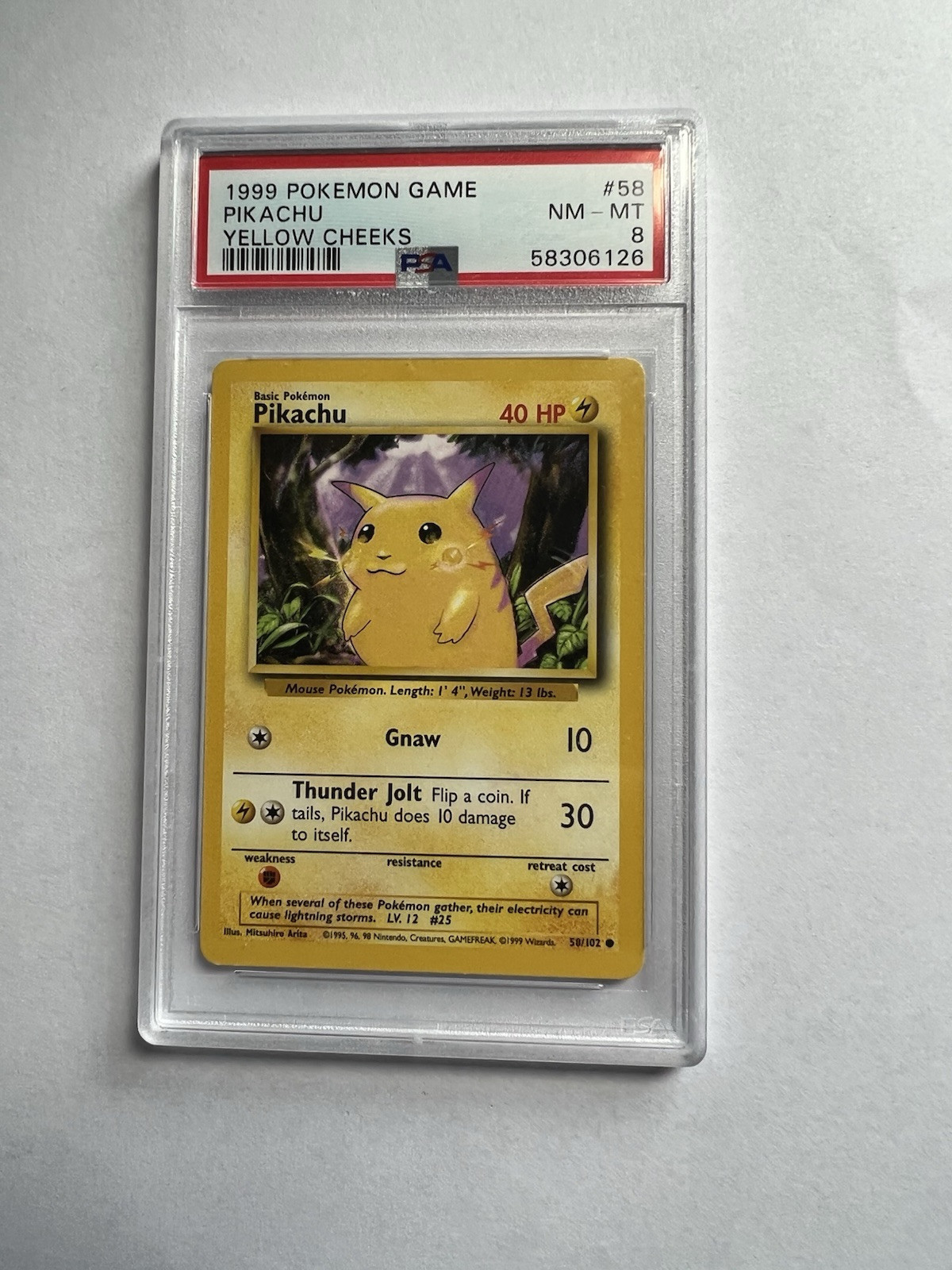 1999 Pokemon Game Pikachu Yellow Cheeks Psa 8