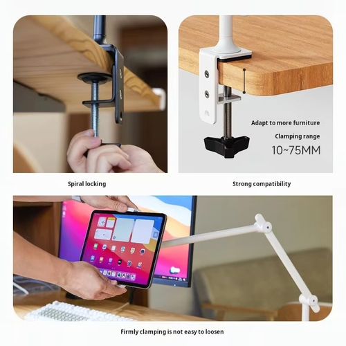 STO5 Adjustable Clamp Tablet Holder Metal Arm 360° Desk Mount for iPad Phone - Picture 3 of 12