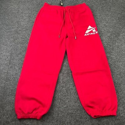 AVIREX Big A Jogger Pants Men's Size L Jester Red AVF251B50