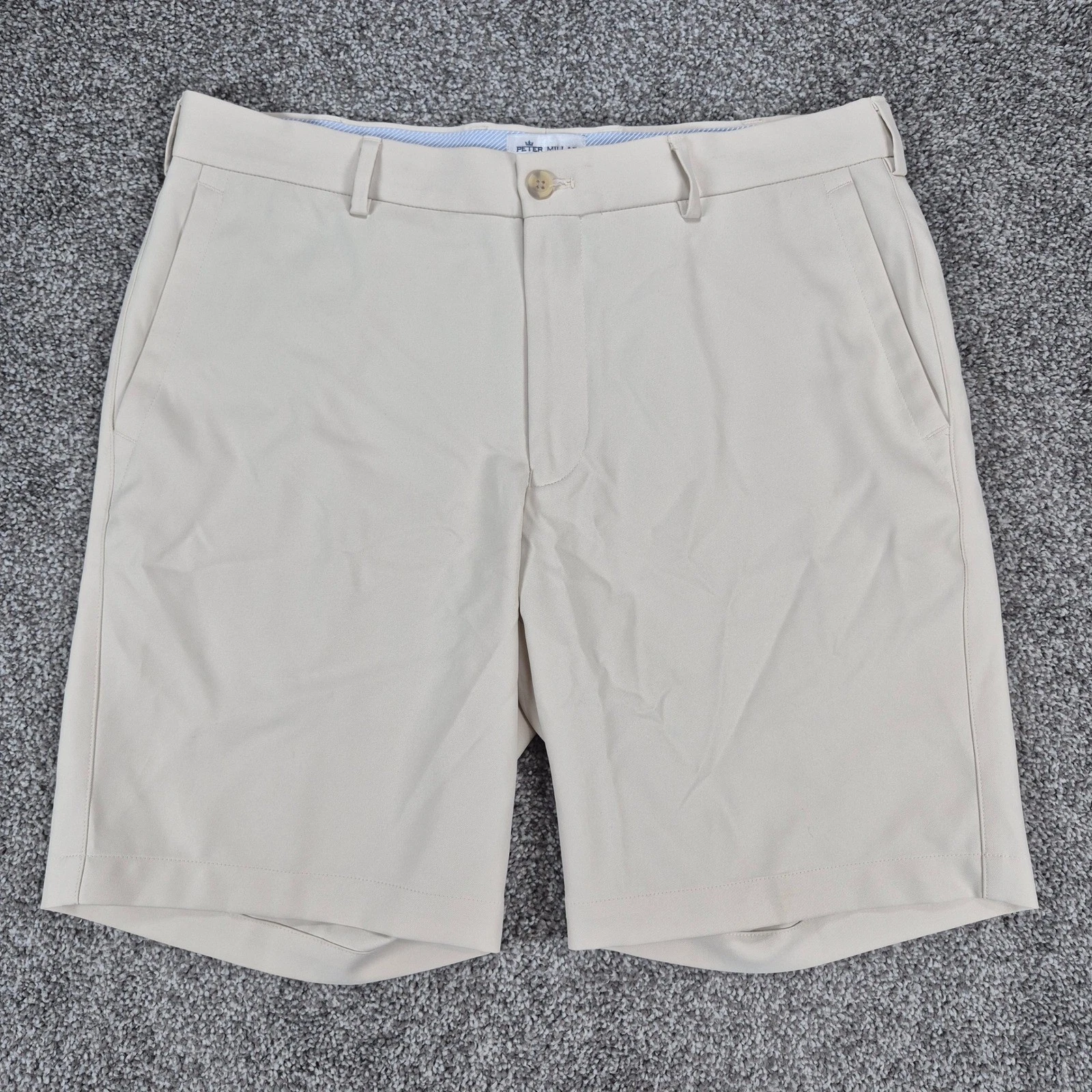 Peter Millar Salem Performance Shorts Mens 33 Stone Beige Golf 9" Inseam