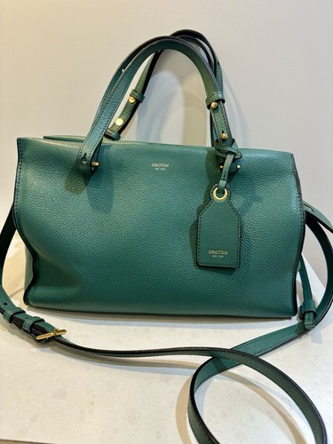 Oroton Sadie Medium Day Bag/Tote /Cross Body Bag In Pebble Leather Tiffany Green