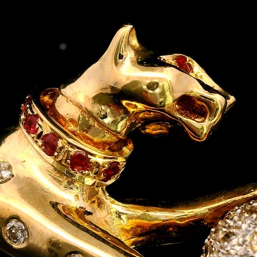 Exquisite 18ct Yellow & White Gold Jaguar Brooch Diamond Ruby Set 61.5mm 13.9g - Picture 6 of 18