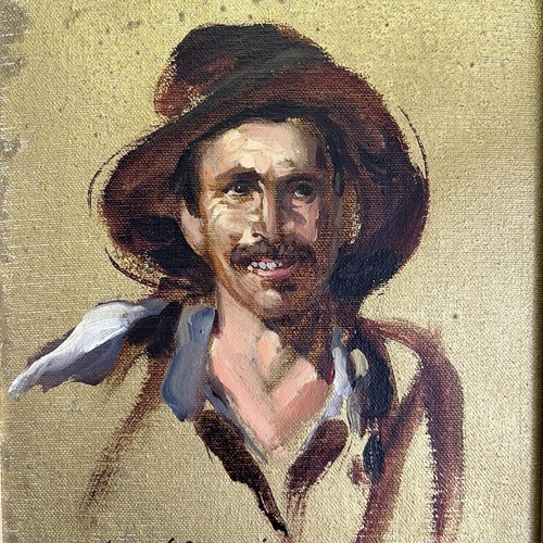 Vintage Vitti Giovanni Oil Painting Portrait Framed Signed Old Man Flaw - Picture 2 of 5