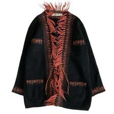 KAPITAL Wool Navajo Fringe Cardigan Japanese Indigo Knit Sweater Jacket Rare