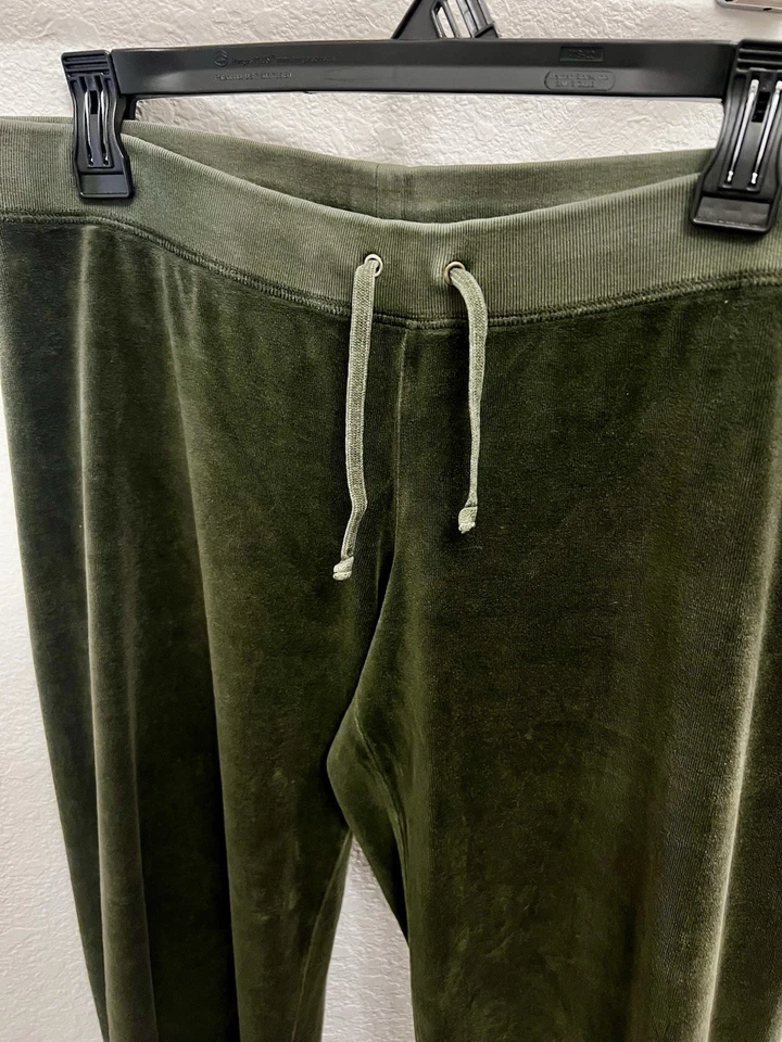 Женские армейские зеленые бархатные брюки Juicy Couture размер M прямые штанины Y2K винтажные - Изображение 3 из 4