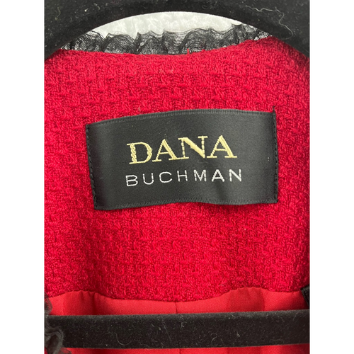Dana Buchman Womens Sweater Jacket Red Black Textured V Neck Pocket 100% Wool 6 - Picture 11 of 11