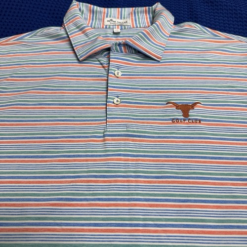 Peter Millar UT Longhorn Golf Club Summer Comfort Golf Polo Shirt Mens XL Stripe - Picture 3 of 9