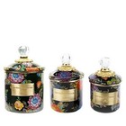 *NIB* STUNNING ~ MAKENZIE - CHILDS ~ SET OF 3 ENAMEL CANISTERS ~ BLACK FLOWER