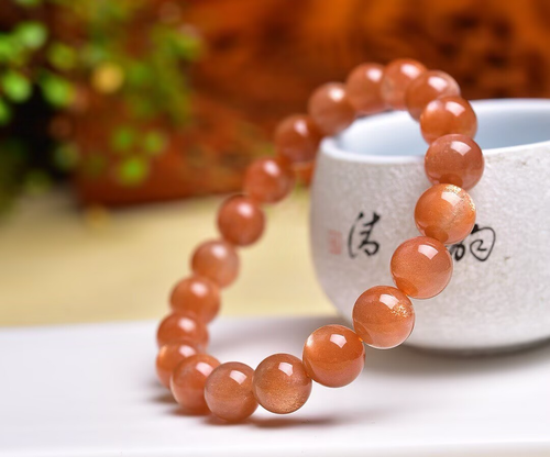 8mm Natural Sunstone Bead Bracelet Reiki Crystal Quartz Healing Decorate 1pc - Picture 2 of 6