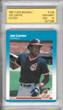 JOE CARTER 1987 FLEER GLOSSY  #249  ASD 10 GEM MINT