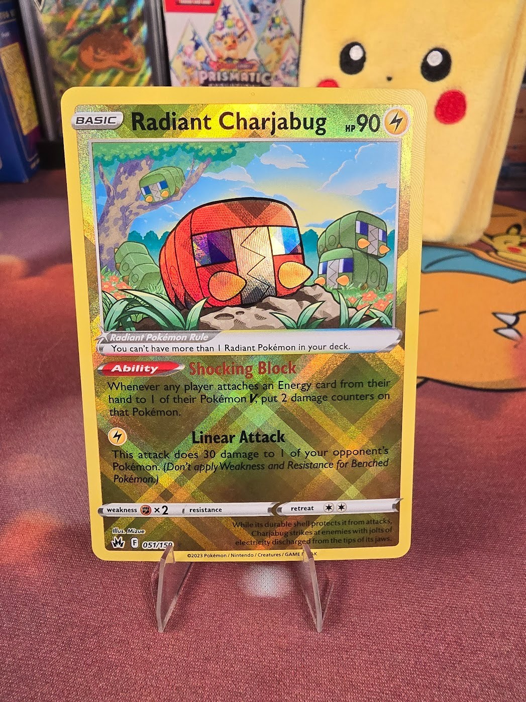 Radiant Charjabug 051/159 NM Radiant Rare Crown Zenith Pokemon TCG Card ⚡✨