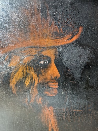 Vintage Haunting Expressionist Portrait Painting On Canvas Cornette IV - Picture 6 of 15