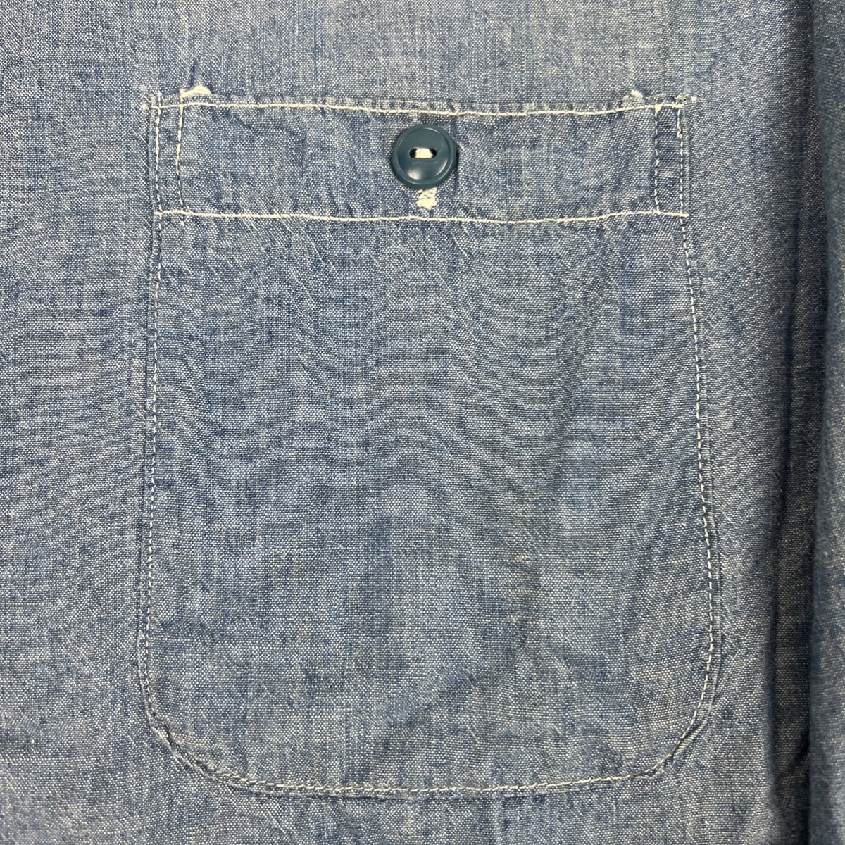 VTG 1940's WW2 USN US Navy Chambray Button Up Work Shirt Named No