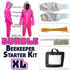 Jawadis Full Body Bee Suit Bundle – Fuchsia – XL Gloves, Hive Tool & Brush