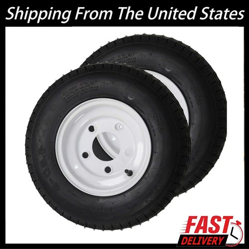 2PCS 4.80-8 Trailer Tires with Rims 4.80x8 480-8 5 Lug on 4.5" and White Wheels