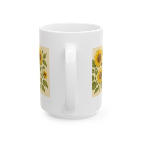 Keramiktasse Sonnenblume mit Monogramm - hellgelb - Geschenk 11 Unzen oder 15 Unzen - Bild 8 von 11