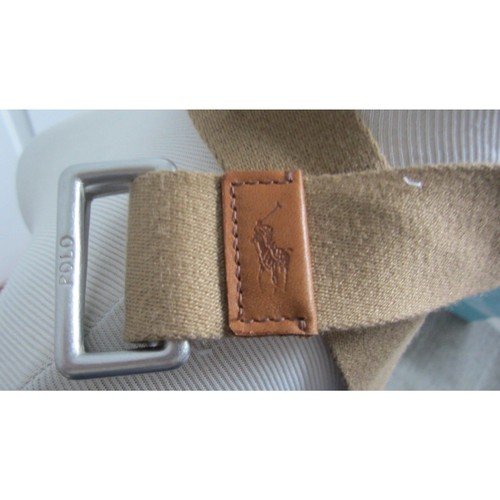 Polo Ralph Lauren D Ring Tan  Canvas Belt with Silver tone Buckle 40"  No wear - Picture 1 of 4