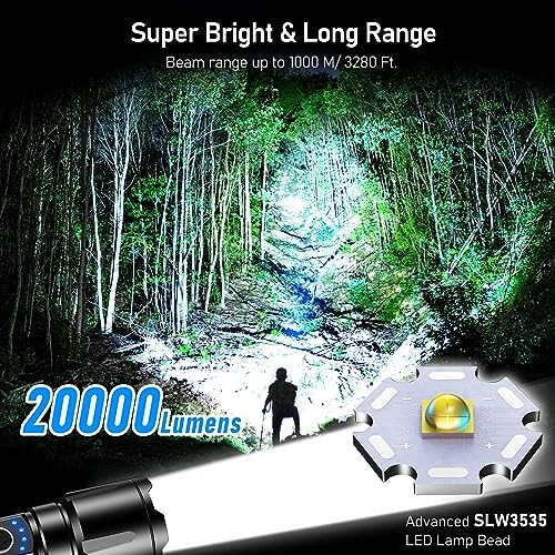 LED Torch, 500000 Lumens Super Bright Torches Led - Adjustable Focus, - Picture 2 of 5