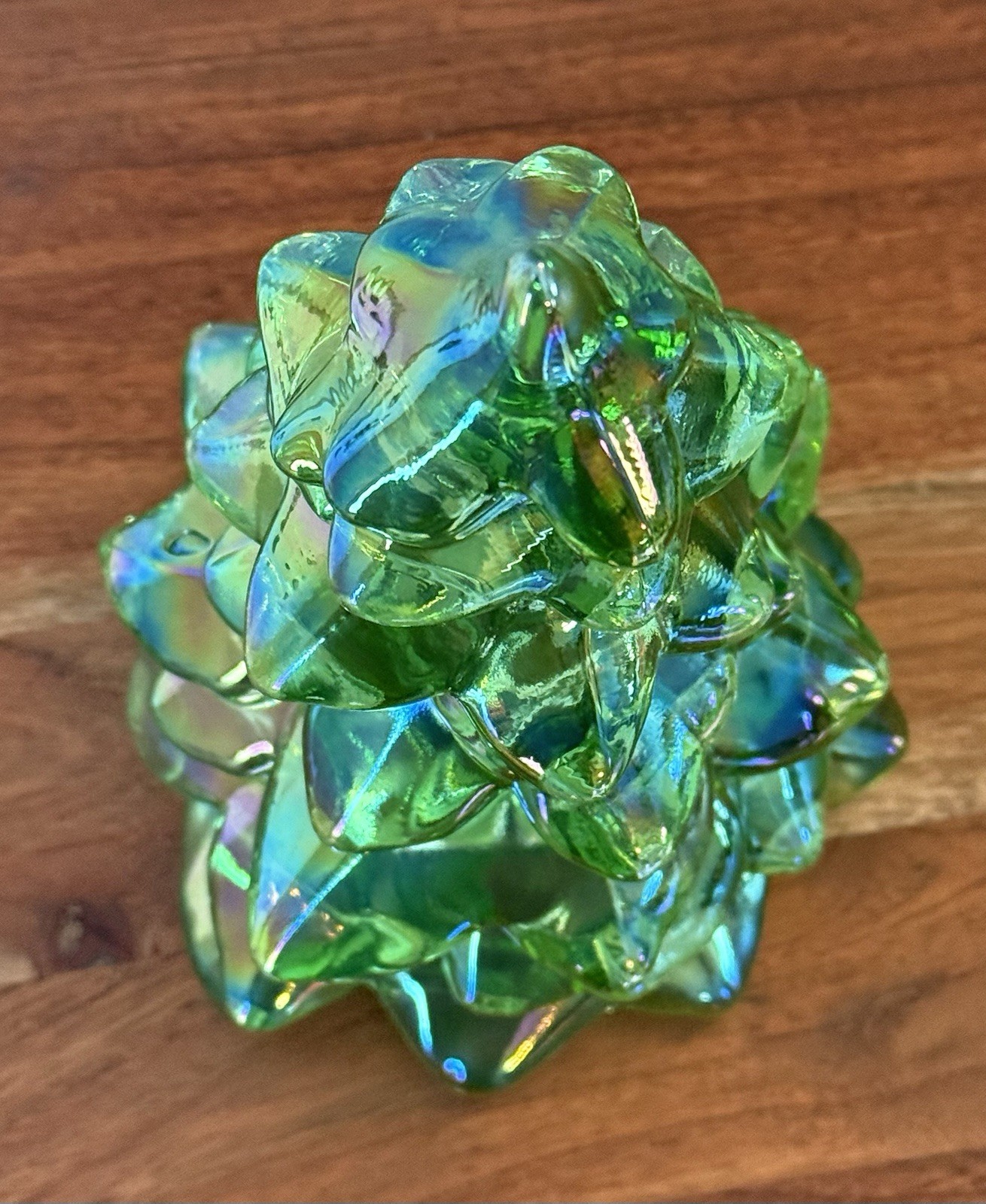 Mosser Glass USA Christmas Tree APPLE GREEN CARNIVAL - 8" tall Holiday