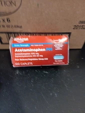 Amazon Basic Care Acetaminophen PM Caplets Pain 100 Caplets Exp 12/25