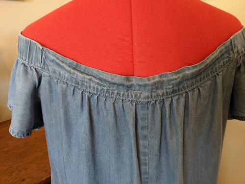 Kut From the Kloth Women 4 Off Shoulder Chambray Denim Dress Pockets - Picture 5 of 12