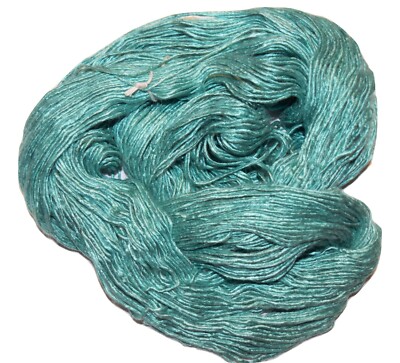 30 yards Duke SILK lace weight shiny yarn Sea Green for weaving, felting