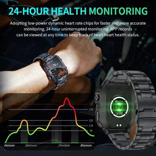 SmartUhr Herren Smartwatch wasserdicht Bluetooth Smartuhr Männer Business Uhren - Photo 5/20