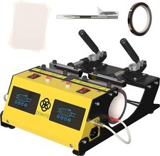 Mug Press – Double Station 11 oz Mug Round Heating Mat, 360 Degree Customization