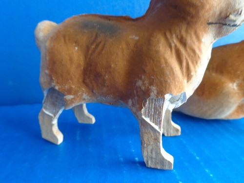 2 FIGURAS DE CONEJOS DE PASCUA DE PAPEL MACHÉ ALEMÁN DE COLECCIÓN - Imagen 2 de 11