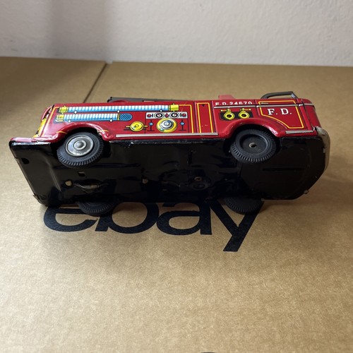 VINTAGE NOMURA TN TIN TOY FIRE ENGINE #24670 MADE N JAPAN - Picture 7 of 7
