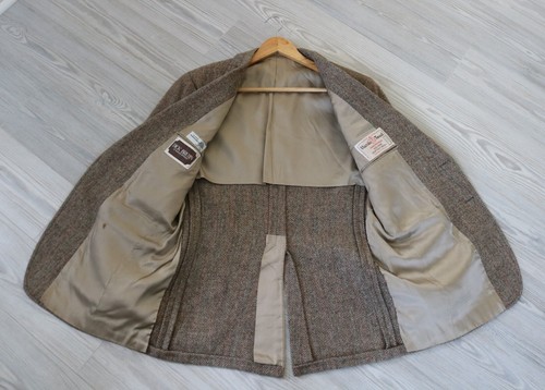 Harris Tweed Blazer Men's 42R Tan 100% Scottish Wool USA Dick Bruhn Vintage Coat - Picture 6 of 9
